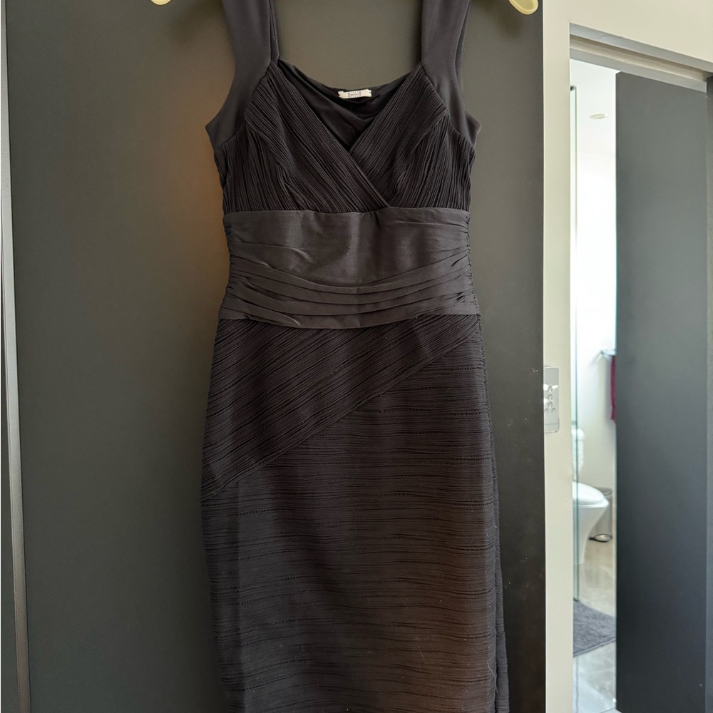 Wolford Black Sleeveless Midi Dress with Textured Paneling